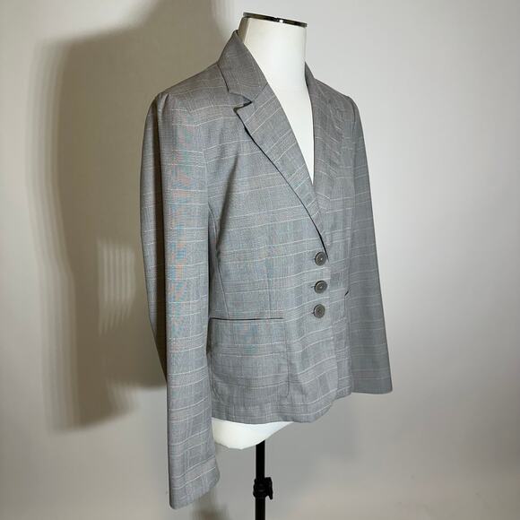 Tailor B. Moss Gray Plaid 3 Button Blazer Suit Jacket Womens Size 12 Career Work - Picture 2 of 11